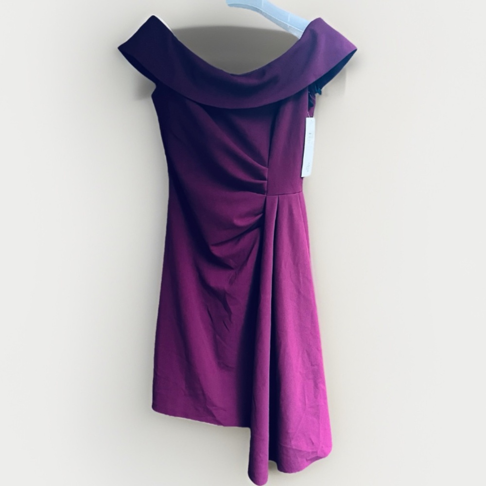 Aqua Formal Off-the-Shoulder Draped Bustier Burgundy Cocktail Dress 8